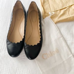 Chloe Lauren Scalloped leather ballet flats